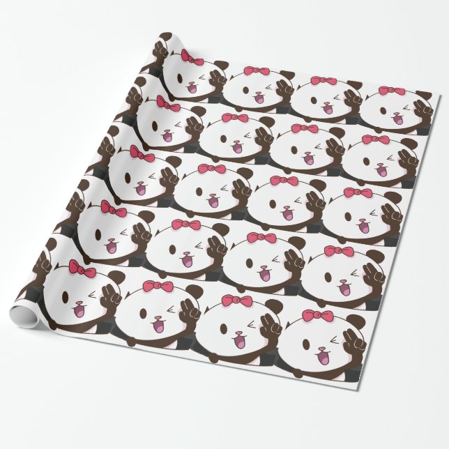 Papel De Presente APROVAÇÃO bonito da panda da menina! (Desenrolado)