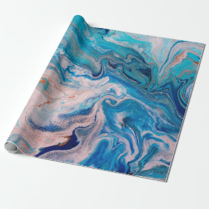 Papel De Presente Aproximação do mármore branco e azul-abstrato