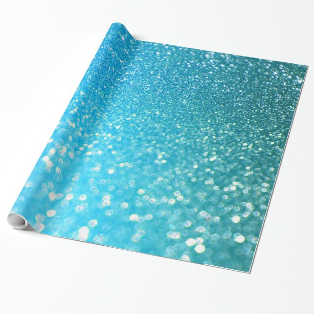 Papel De Presente Aqua Beach Blue Summer Glitter (Desenrolado)