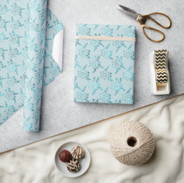 Papel De Presente Aqua Blue Boho Flowers
