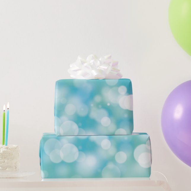 Papel De Presente Aqua Bokeh Party Lights (Presentes para festas)