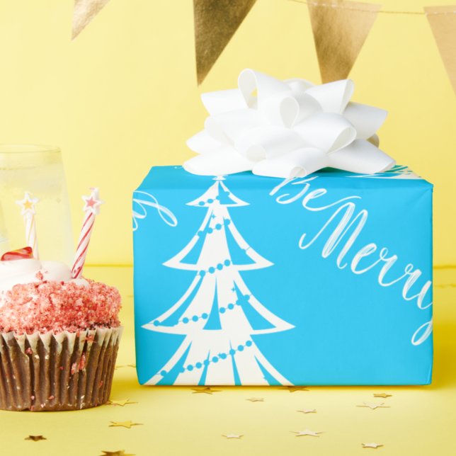 Papel De Presente Aqua Contemporâneo e Natal Branco (Criador carregado)