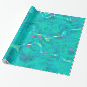 Papel De Presente Aqua e Turquoise Water Abstrato