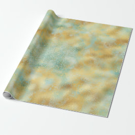 Papel De Presente Aqua Glam Dourado Glitz Sparkle