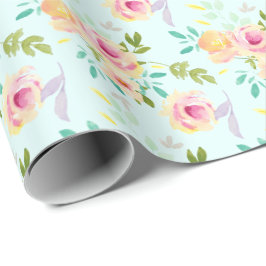 Papel De Presente Aqua Ombre Amarelo-rosa