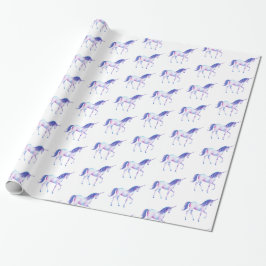 Papel De Presente Aqua Purple White Unicorn