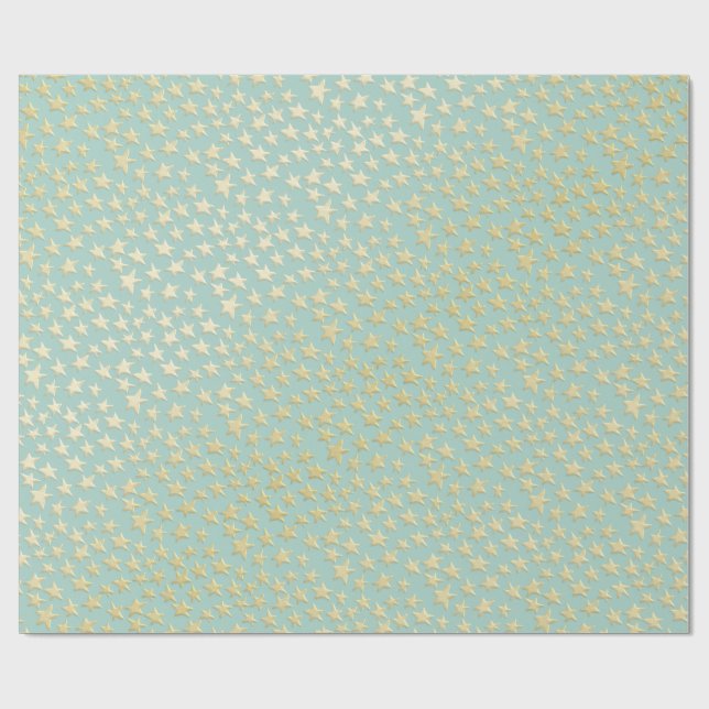 Papel De Presente Aqua & Teal Christmas Wrapping Paper with Gold Acc (Aberto)