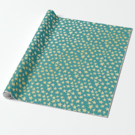 Papel De Presente Aqua & Teal Christmas Wrapping Paper with Gold Acc