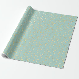 Papel De Presente Aqua & Teal Xmas Wrapping Paper with Gold Accents