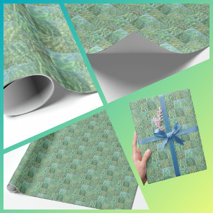 Papel De Presente Aquamarine Seafoam Water Patwork Boho Chic