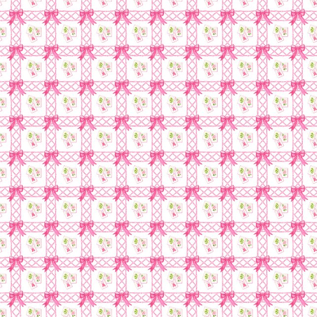 Papel De Presente Aquarela Arco Mahjong Rosa e Verde (Criador carregado)
