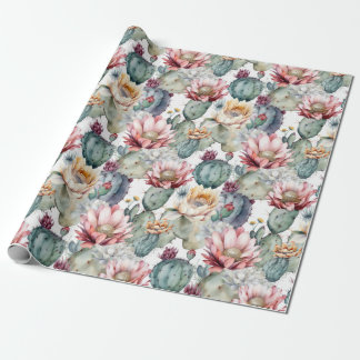 Papel De Presente Aquarela Cactos Sucultivos