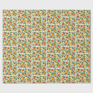 Papel De Presente Aquarela Citrinos Laranjas Limões Botânica