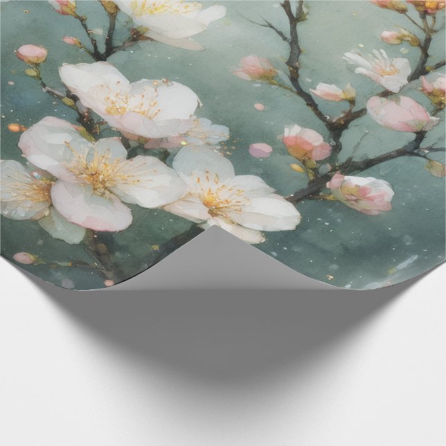 Papel De Presente Aquarela de Brunch Floral Branco (Ponta)