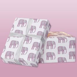 Papel De Presente Aquarela de Elefante Rosa