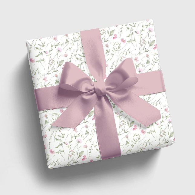 Papel De Presente Aquarela de Flor Silvestre Rosa (Criador carregado)