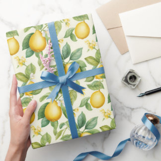 Papel De Presente Aquarela de Limão de Verão