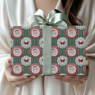Papel De Presente Aquarela de Papai Noel Vintage Préppy Grandmillenn
