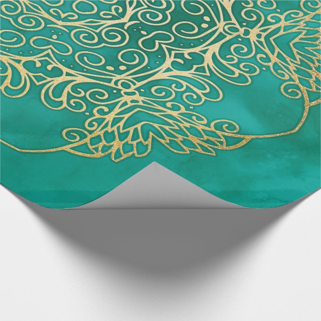 Papel De Presente Aquarela e Dourado Mandala (Ponta)