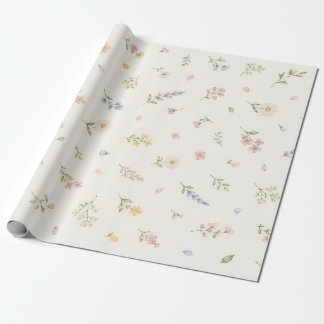 Papel De Presente Aquarela Flor Silvestre de Primavera