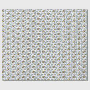 Papel De Presente Aquarela Floral Daisy Ovo de Pato Azul Boho