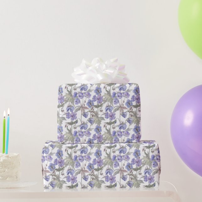 Papel De Presente Aquarela Floral Lavanda  (Presentes para festas)