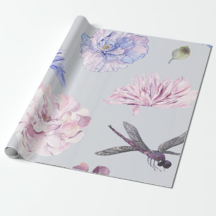 Papel De Presente Aquarela Floral Rosa Bege