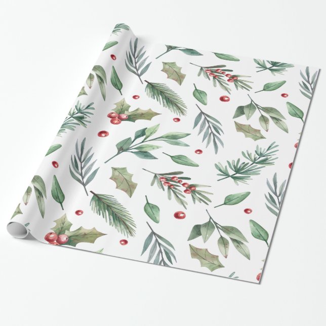 Papel De Presente Aquarela Folhagem de Frutas de Azálea (Desenrolado)