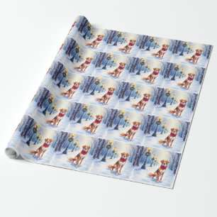Papel De Presente Aquarela Foxhound Americano Poste de Neve