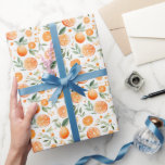 Papel De Presente Aquarela Laranja & Folhas em Branco<br><div class="desc">Papel de embrulho Aquarela Laranja & Folhas em Branco</div>