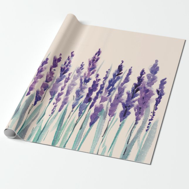 Papel De Presente Aquarela lavandante francesa (Desenrolado)