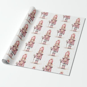 Papel De Presente Aquarela Minimalista de Noz Crackers Rosa Vintage