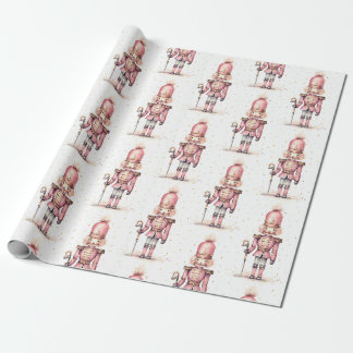 Papel De Presente Aquarela Minimalista de Noz Crackers Rosa Vintage