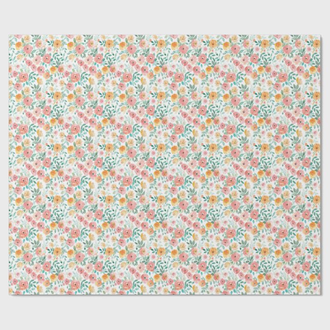 Papel De Presente Aquarela Pastel Floral (Aberto)