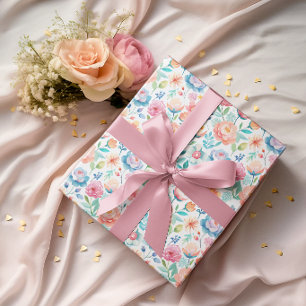 Papel De Presente Aquarela Pastel Floral Botânica Feminina