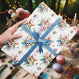 Papel De Presente Aquarela Pastel Floral Cruz Páscoa