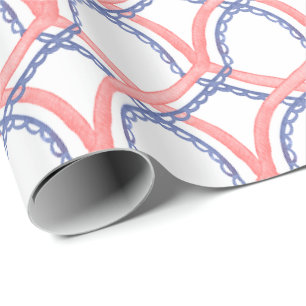 Papel De Presente Aquarela Patriótica Vermelho Branco & Azul 4 de Ju