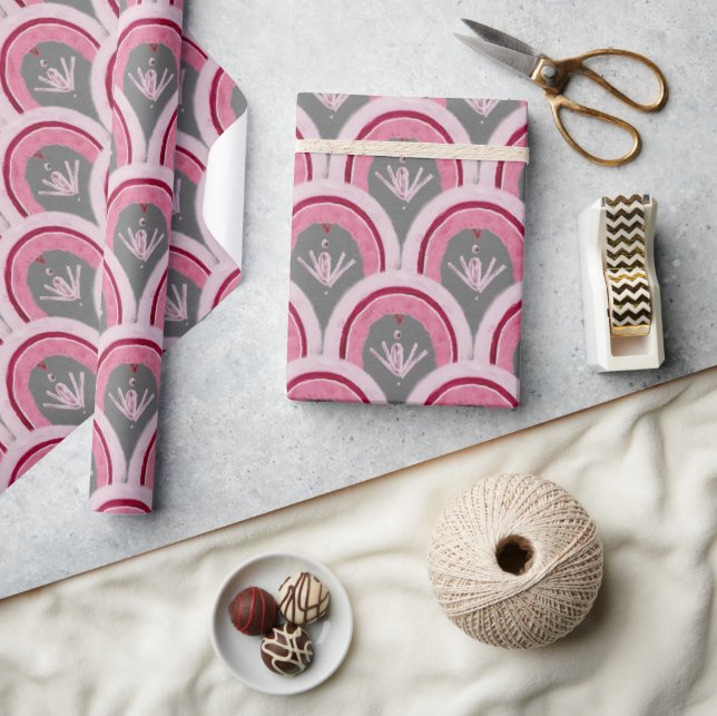 Papel De Presente Aquarela Rosa Clássico Desenhado à Mão (Artesanato)
