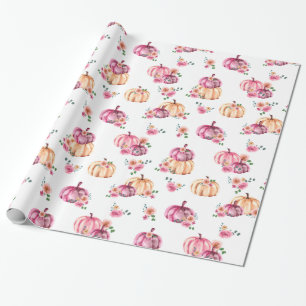 Papel De Presente Aquarela Rosas Florais Rosa Pumpkin