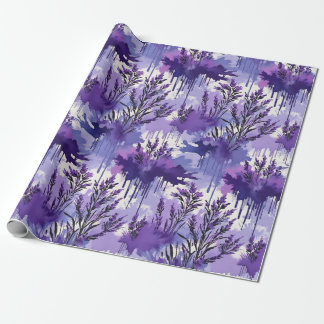 Papel De Presente Aquarela Roxa com Flores