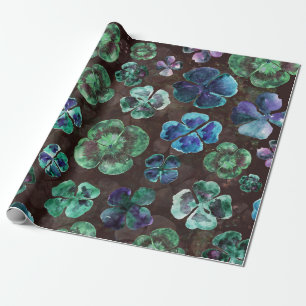 Papel De Presente Aquarela Trevos Verdes Sortudos