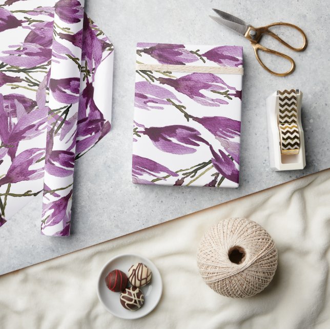 Papel De Presente Aquarela Violeta Roxa Magnolia Art (Artesanato)