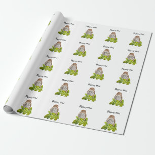 Papel De Presente Aquarela Viram Pequenas Corujas Brancas