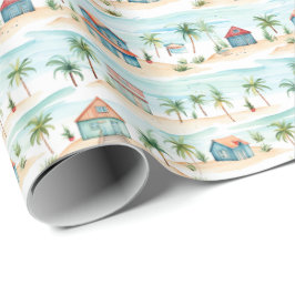 Papel De Presente Aquarelas Coloridas da Praia Tropicais