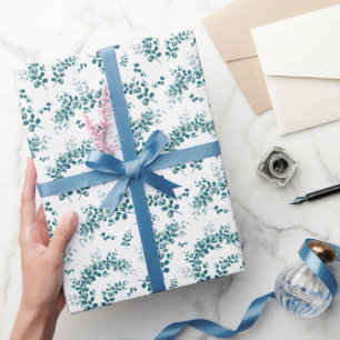 Papel De Presente Aquarelas eucalipto verde