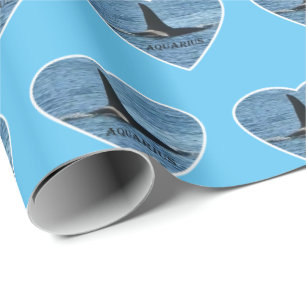 Papel De Presente Aquário Orca Baleia Azul Personalizável