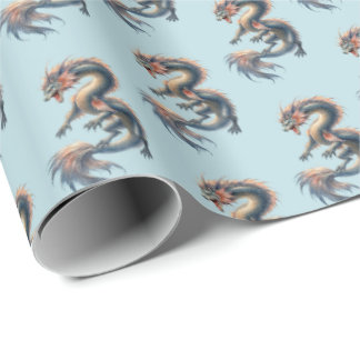 Papel De Presente Aquatic Dragon