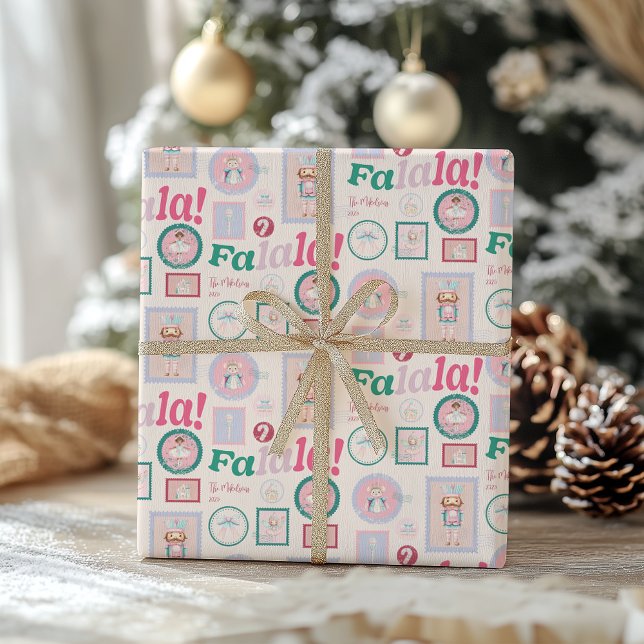Papel De Presente Aqueça o Natal Groovy Pastel Retro (Criador carregado)