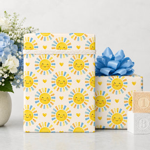 Papel De Presente Aqui Vem o Filho Chuveirinho de Bebê Ensolarado