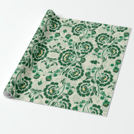 Papel De Presente Árabe Elegante geométrica floral verde marroquino